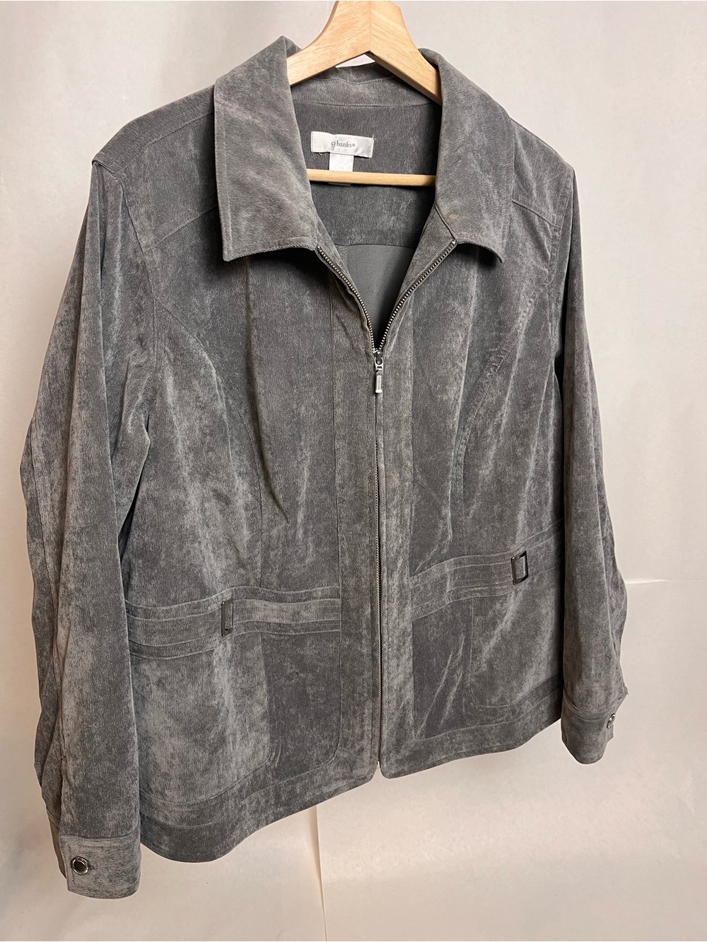CJ Banks Gray Suede Zip Jacket
